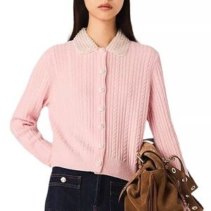 Mini Embellished Cable Knit Cardigan